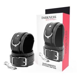 DARKNESS - BLACK ADJUSTABLE HANDCUFFS WITH DOUBLE REINFORCEMENT TAPE 2